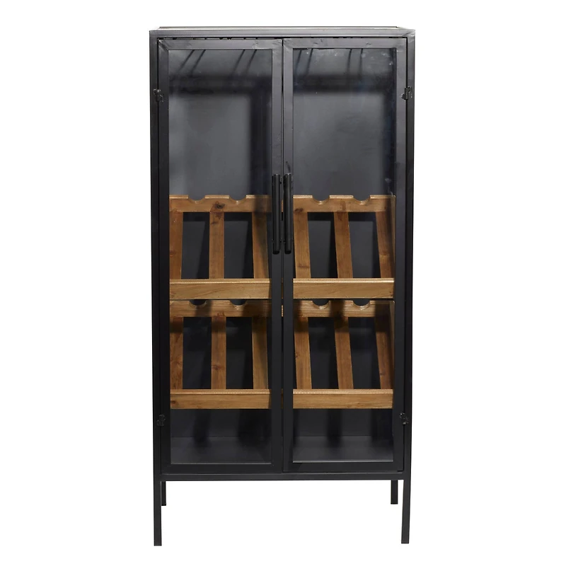 40'' Black Wood Contemporary Standing Wine Rack
