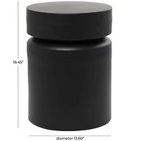 18" Black Metal Drum Accent Table