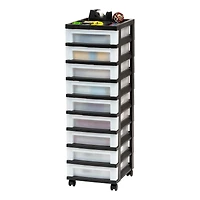 IRIS Black -Drawer Storage Cart with Organizer Top