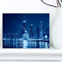 Designart - Blue Chicago Skyline Night