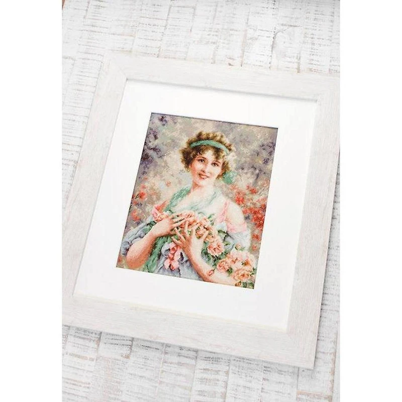 Luca-s The Girl With Roses Counted Cross Stitch Kit
