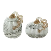Glitzhome® Gray Marble Glass Pumpkin Set