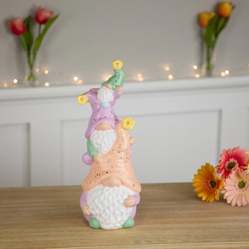 12" Lilac & Orange Gnome Tower Spring Figurine