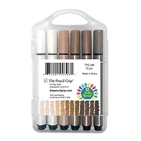 The Pencil Grip Magic Stix Triangular Global Skin Tone Washable Markers, 6 Packs of 12