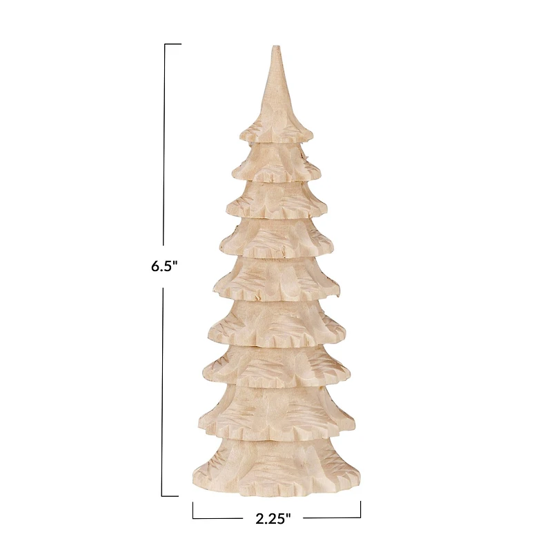 Hello Honey® 6" Natural Carved Wood Tree Décor