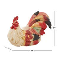 15" Red Ceramic Farmhouse Bird Garden Sculpture