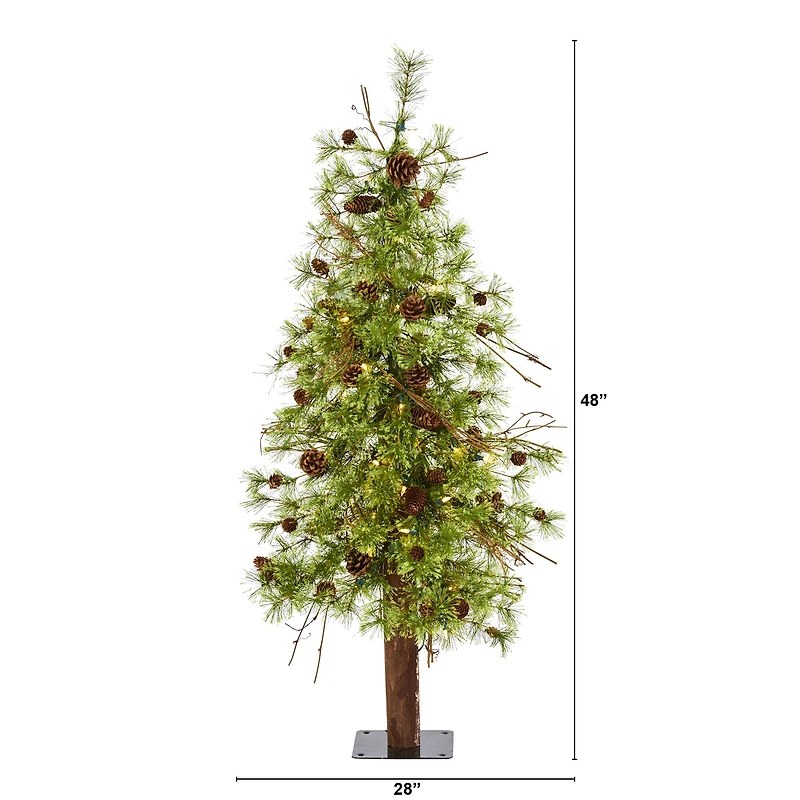 4ft. Pre-Lit Wyoming Alpine & Pinecone Artificial Christmas Tree, Clear LED Lights
