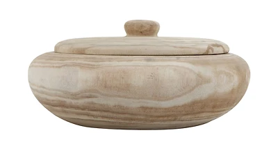 Hello Honey® Decorative Natural Paulownia Wood Container with Lid