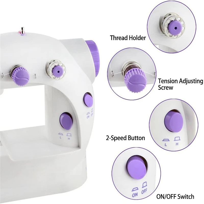 Liantral Lavender Dual Speed Mini Sewing Machine for Beginners