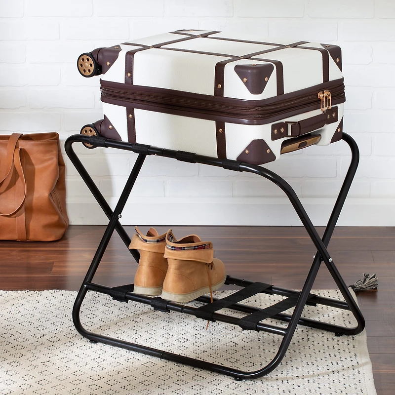 Honey Can Do Black 2-Tier KD Luggage Rack