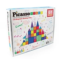 PicassoTiles® 61 Piece Classic Magnetic Tile Building Set