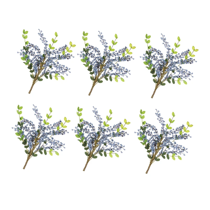 Green & Blue Berry Leaf Spray, 6ct.