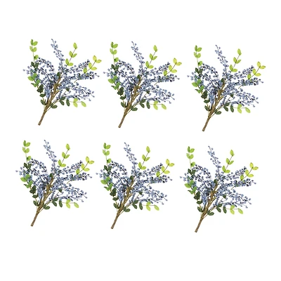 Green & Blue Berry Leaf Spray, 6ct.