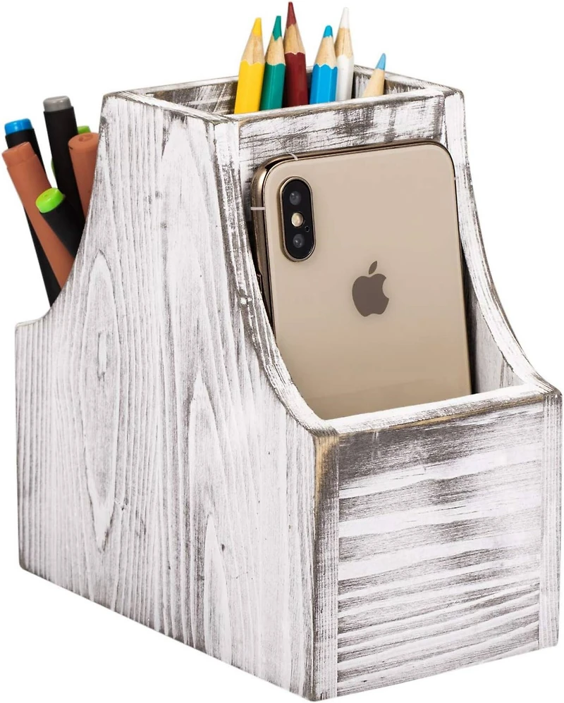 NEX™ 6.5" Rustic White 3-Compartment Remote Control Holder