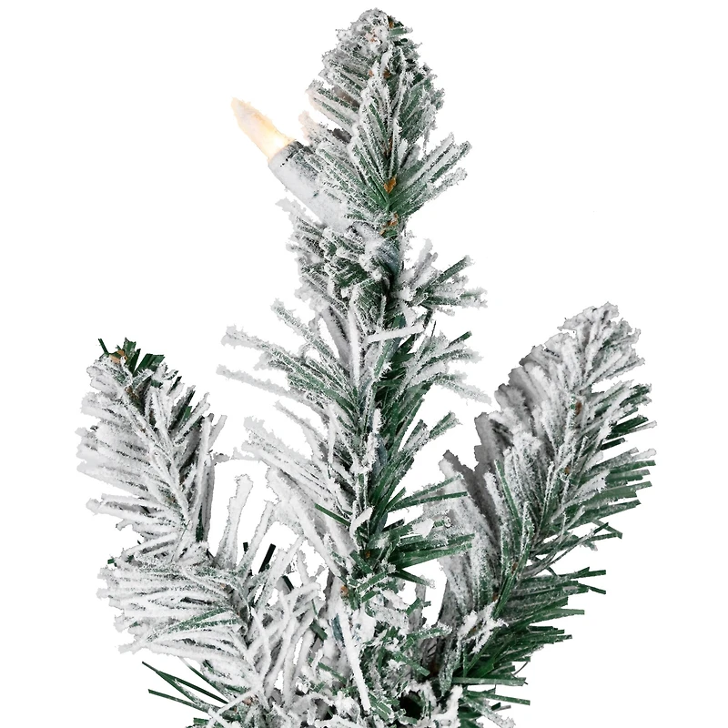 4ft. Pre-Lit Flocked Alpine Pencil Artificial Christmas Tree, Clear Lights