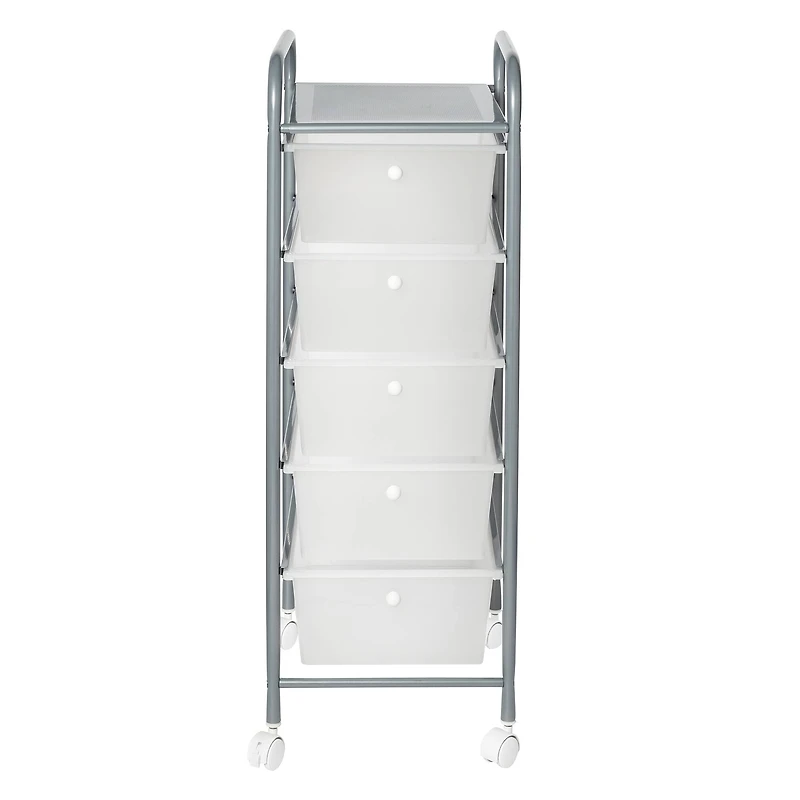 Honey Can Do Silver 5-Drawer Rolling Storage Cart