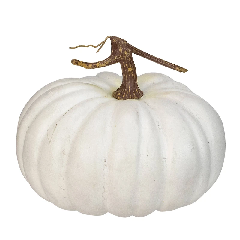 10" White Flat Round Pumpkin Tabletop Décor