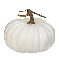10" White Flat Round Pumpkin Tabletop Décor