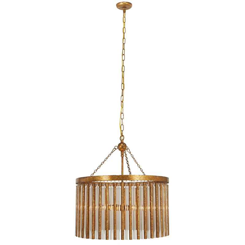 Gold Iron Glam Drum Chandelier, 25" x 22" x 22"
