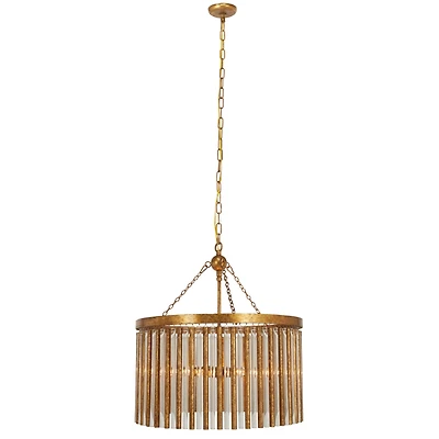 Gold Iron Glam Drum Chandelier, 25" x 22" x 22"