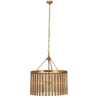 Gold Iron Glam Drum Chandelier, 25" x 22" x 22"