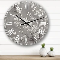 Designart Indigold Grey Peonies III Traditional Wall Clock
