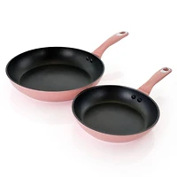 Oster Lynhurst 2-Piece Pink Aluminum Nonstick Frying Pan Set