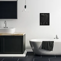 Stupell Industries Bathroom Word Search Activity over Distressed Black Canvas Wall Art