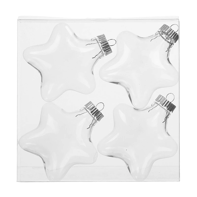 4 Pack 4" Clear DIY Plastic Star Ornaments by Make Market®