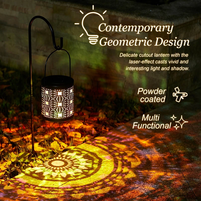 Glitzhome® Metal Cutout Pattern Solar Powered Lanterns, 2ct.