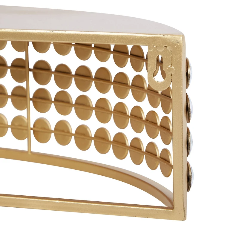 Set of 2 Gold Metal Contemporary Wall Shelves 28", 24"