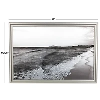 Silver Canvas Ocean Landscape Textured Framed Wall Art with Black & White Accents