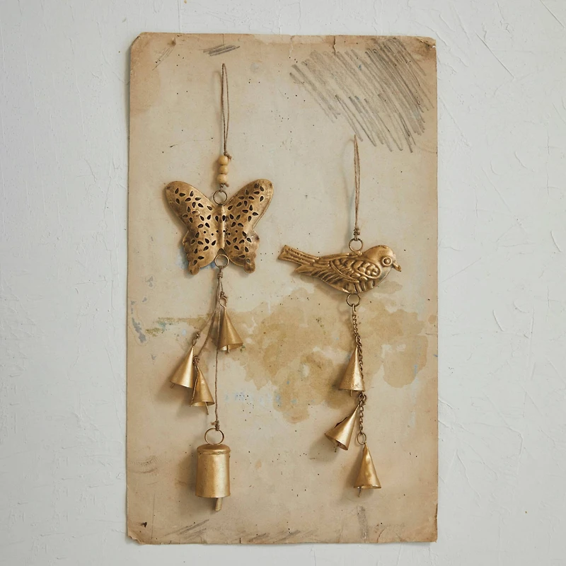 Hello Honey® 2 Pack 12" Metal Bird & Butterfly Ornaments