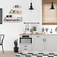 NEX™ Pale Gray Rustic Wood Floating Shelves Set with Metal Brackets