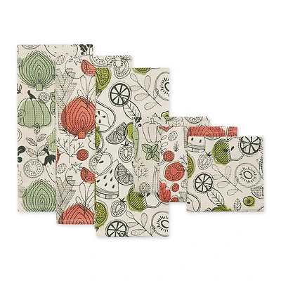 Fresh Produce Print Dishtowel & Dishcloth (Set of 6)