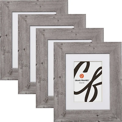 4 Pack Craig Frames American Barn Light Gray Picture Frame with Mat