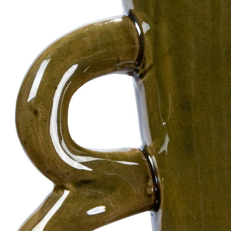 Hello Honey® 8.5" Olive Green Reactive Glaze Stoneware Vase with Handles