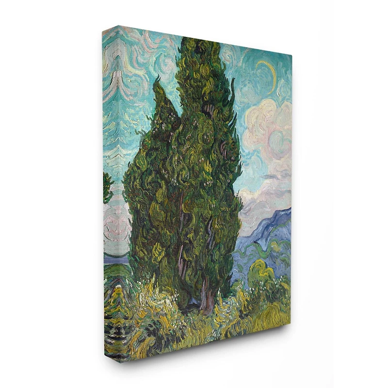 Stupell Industries Tall Trees Green Blue Van Gogh Classical Painting Canvas Wall Art
