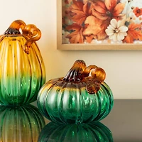 Glitzhome® 5.75" Gradient Turquoise Glass Pumpkin