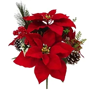 17" Red Poinsettia, Berry & Pinecone Deluxe Bush by Ashland®