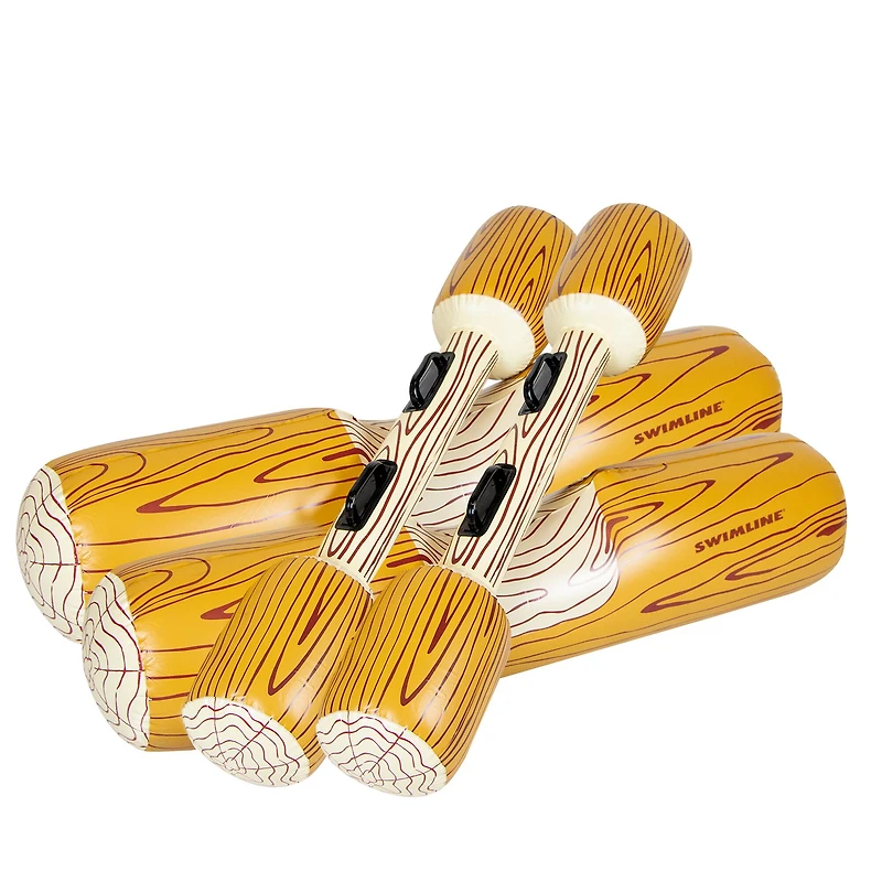 Swim Central 54" Brown & White Inflatable Swimming Pool Log Flume Joust Set