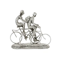 Silver Polystone Contemporary Bicycle Sculpture, 10" x 11" x 5"