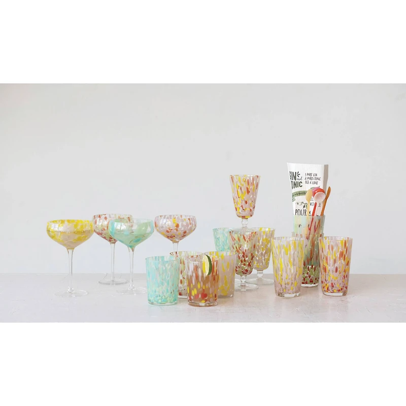 Hello Honey® 7" Speckle Round Stemmed Champagne Coupe Glass Set