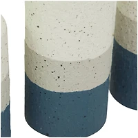 The Novogratz Blue Metal Striped Pillar Candle Holder Set