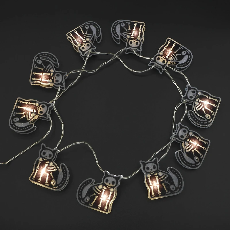 10ct. Warm White LED Skeleton Cat String Lights by Ashland®
