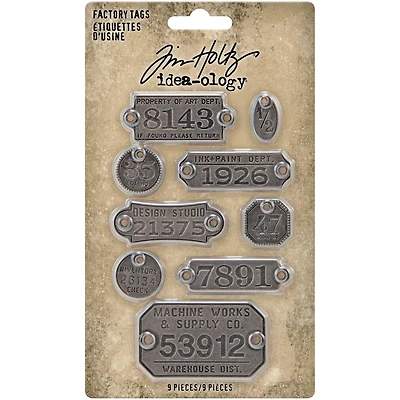 Idea-Ology Metal Factory Tags 9/Pkg-
