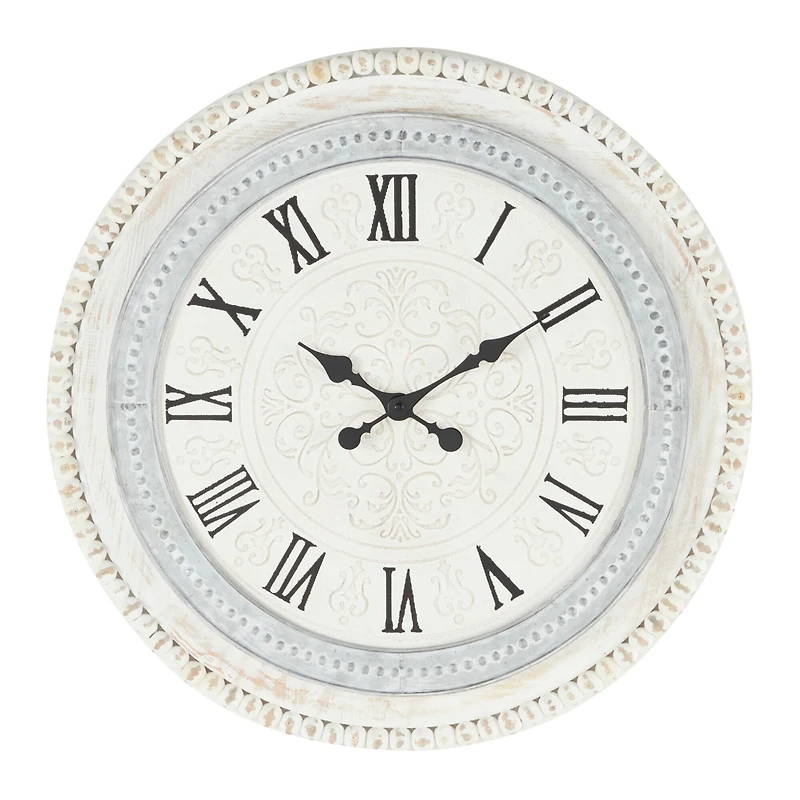 White Farmhouse Wood Wall Clock