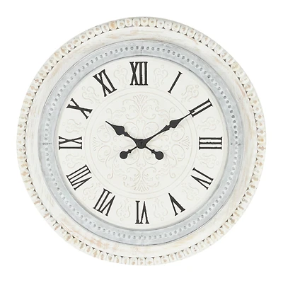 White Farmhouse Wood Wall Clock