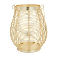 Gold Iron Glam Lantern, 9" x 7" x 7"