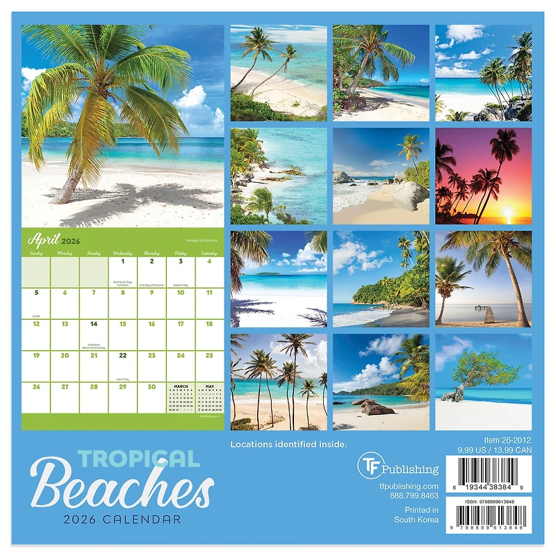 2026 Tropical Beaches Mini Calendar